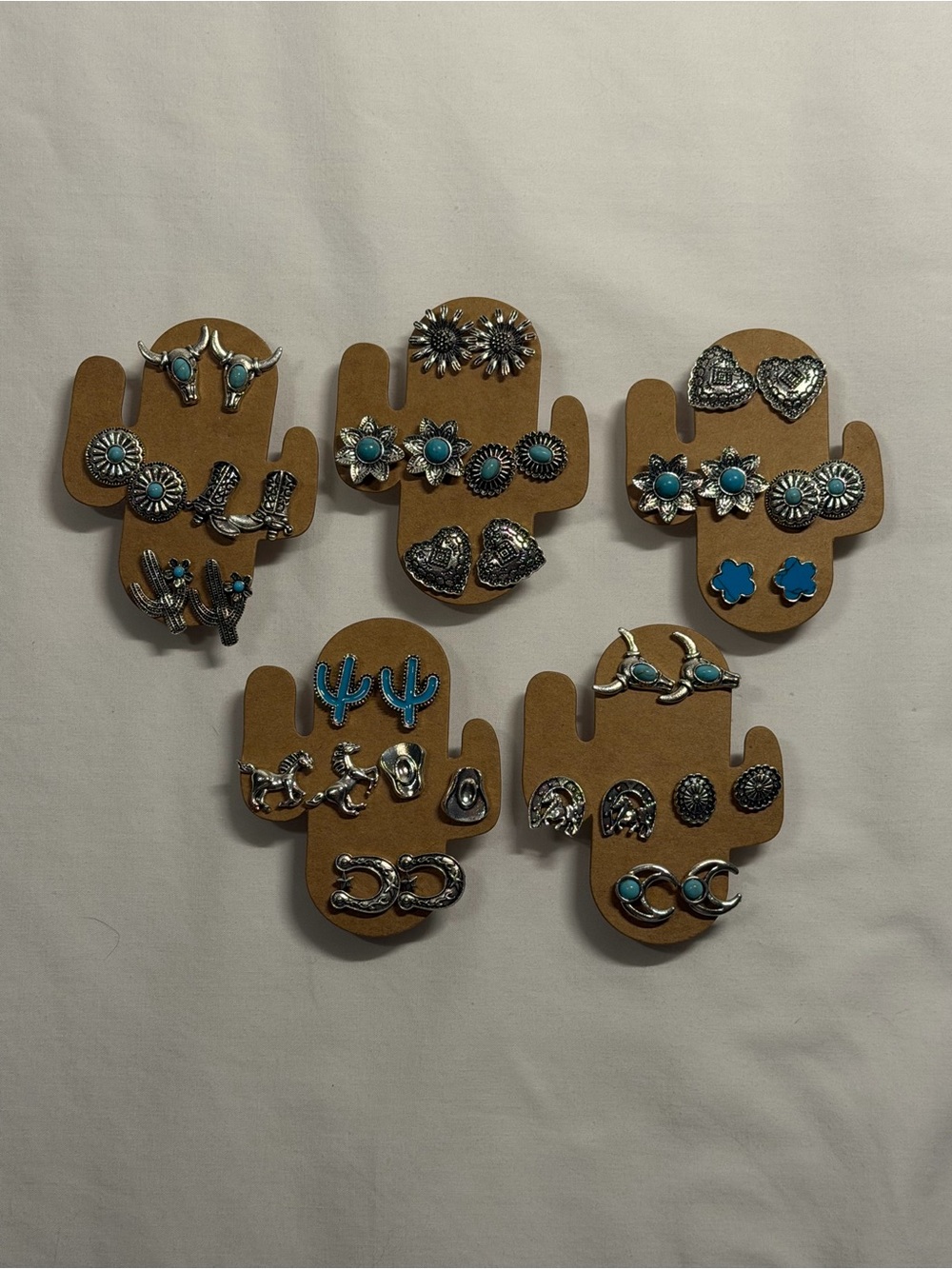 Boho Cowgirl Style Earring Sets - Pick 1 Design of 5 (each has 4 pairs pierced)